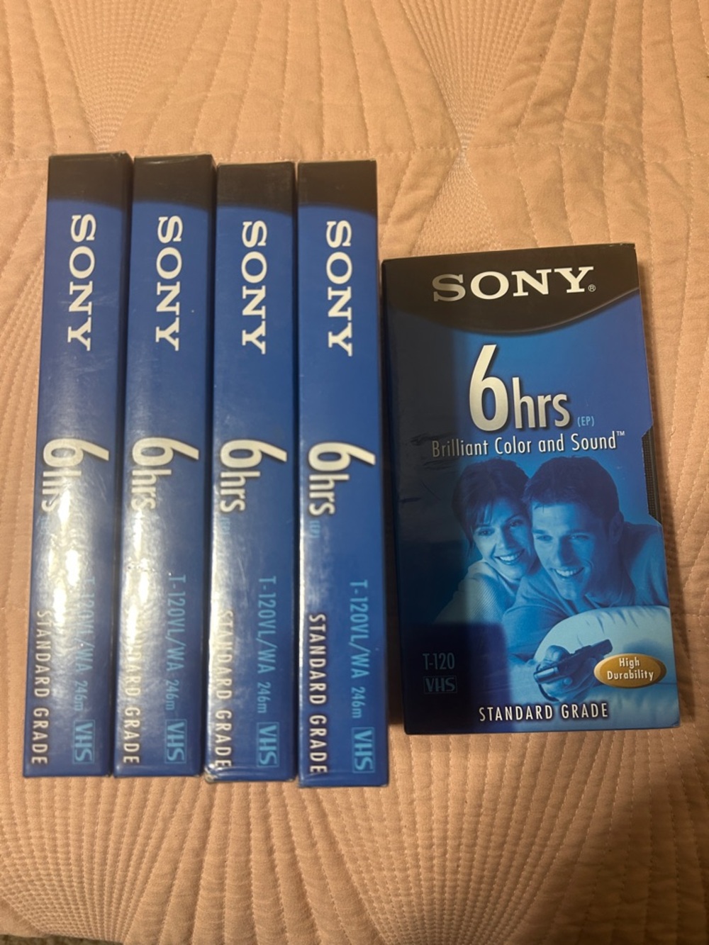 5 Pack T-120VL/WA 246m SONY Standard Grade 6hrs EP Blank VHS Tapes NEW SEALED